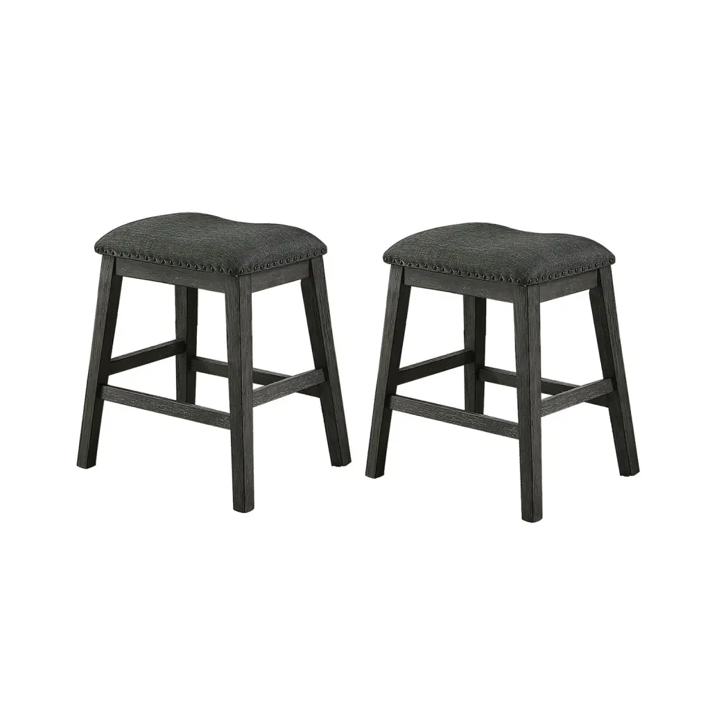 Set 2 Linen Padded Counter Stools Dark Grey simple relax