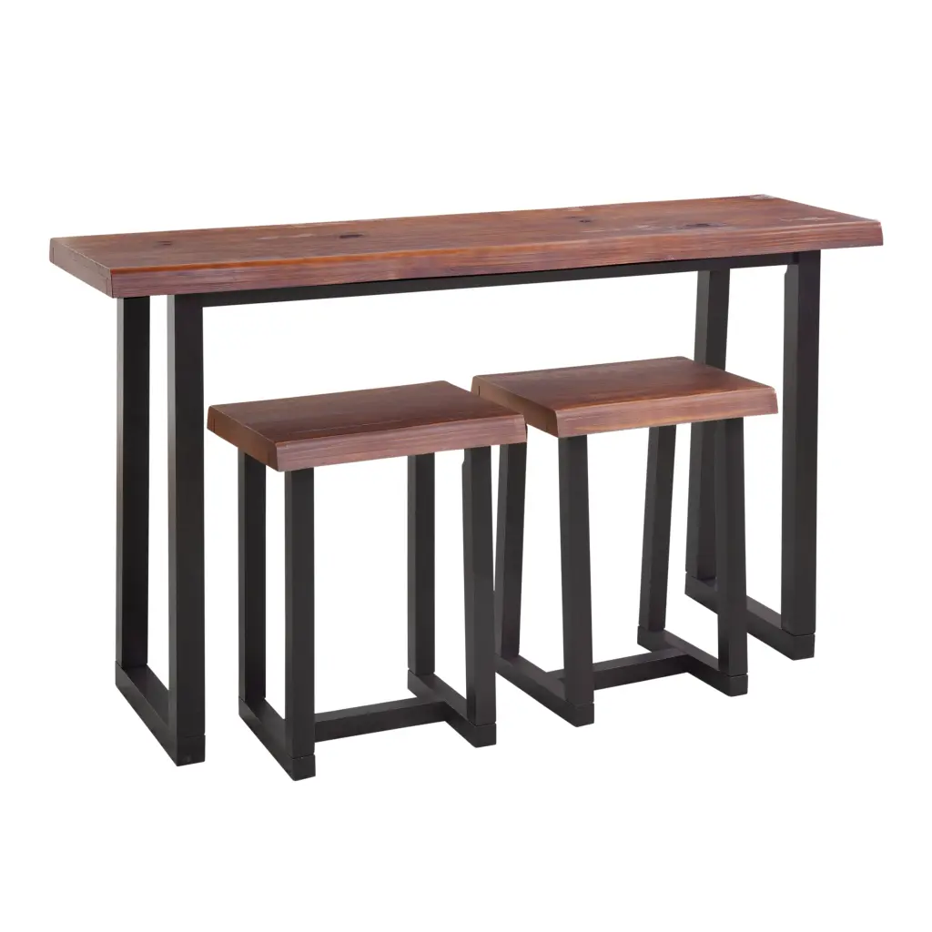 Jennings Live Edge 3 Piece Counter Set Brown Wood steve silver furniture