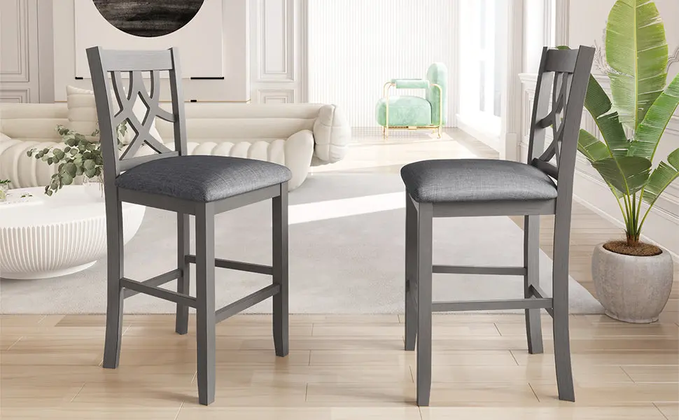 Farmhouse 2 Piece Padded Round Counter Height Kitchen Dining Chairs Backrest topmax