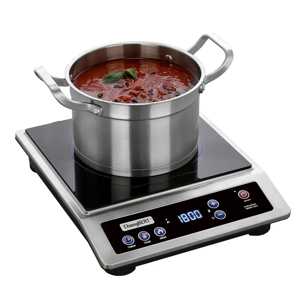 Induction Cooktop, Commercial Grade Portable Cooker, Large 8” Heating Coil, 18/10 Stainless Steel Countertop Burner NSF ...