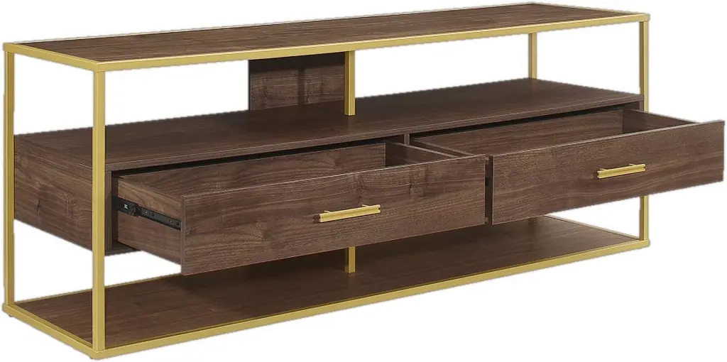 Halton Gold 64 Inch Long TV Stand and Storage Credenza Living Room