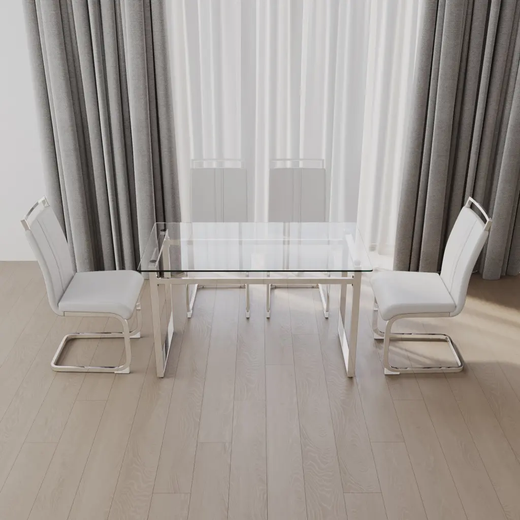 51 Inch Crystal Dining Table Set 4 Chairs nuoli furniture