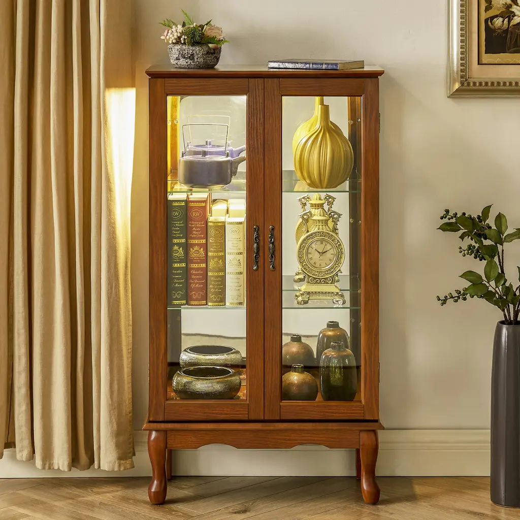 Curio Cabinet Lighted Display Cabinet Customizable Shelves harmony