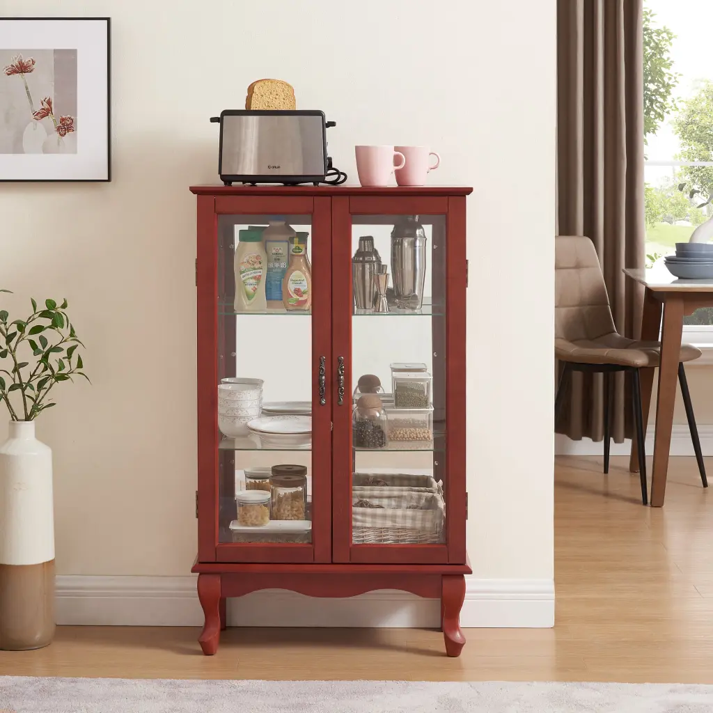 2 Door Curio Cabinet Tempered Glass Doors Display rnb