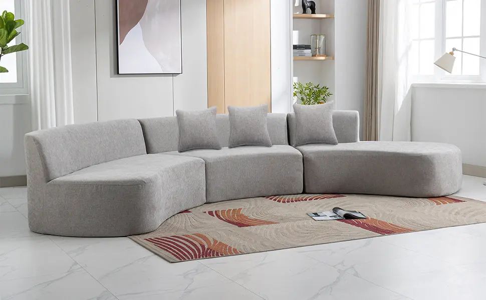 136.6 Inch Chic Curved Sofa Sectional Sofa Chenille Material Sofa Couch rnb