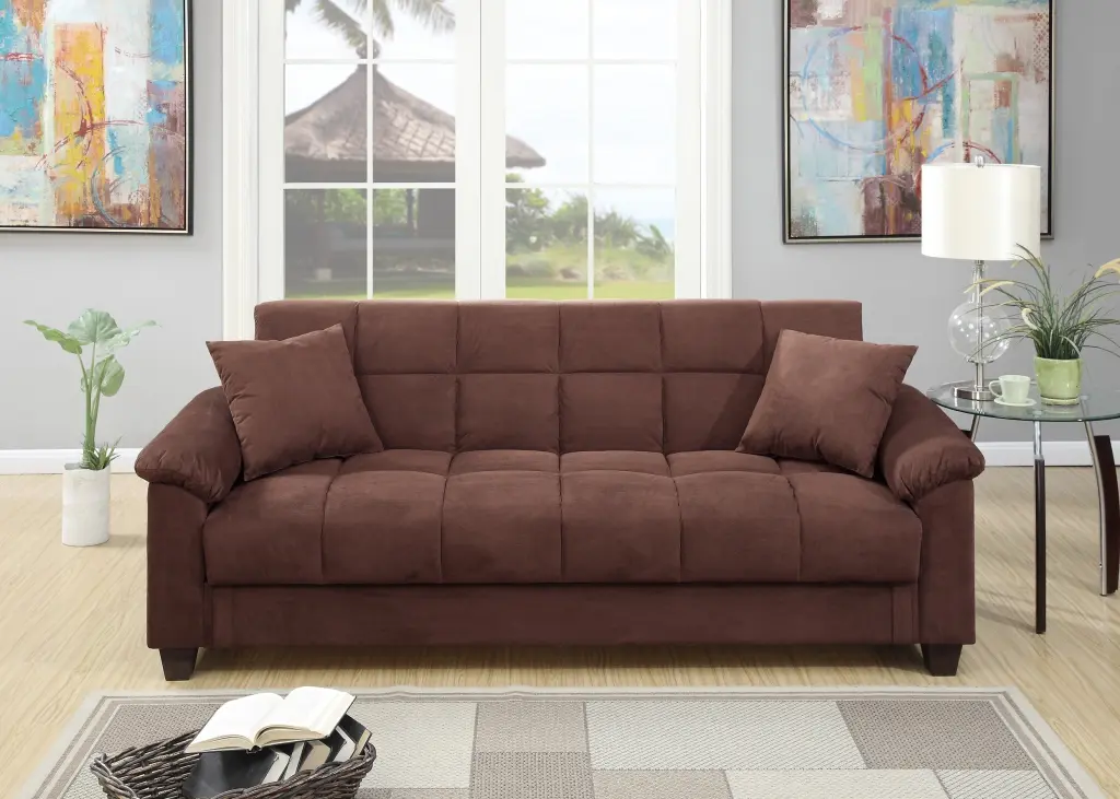 Contemporary Living Room Customizable Sofa Chocolate Hue Microfiber Plush Comfortable kanepe