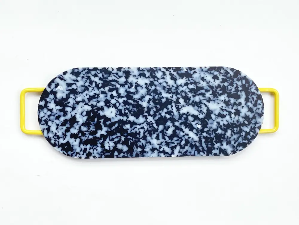 Silicone Tipped Oval Black/White Cutting Board