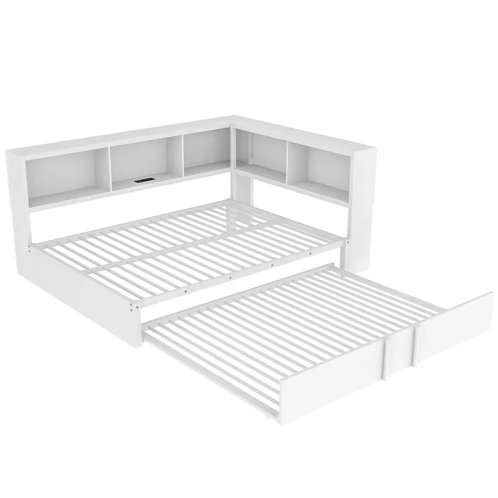 Daybed Trundle, Storage Cabinets And USB Ports Coastal Blue