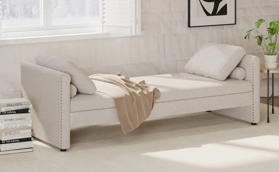 Modern Upholstered Chaise Lounger Daybed Pillows Small Single Daybed bed best