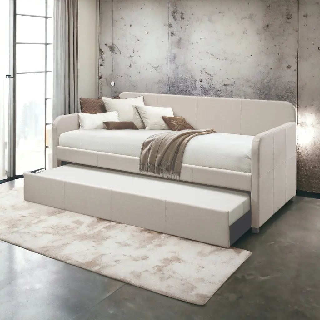 Fog Twin Upholstered Daybed Trundle, No Box Spring Required furniture max