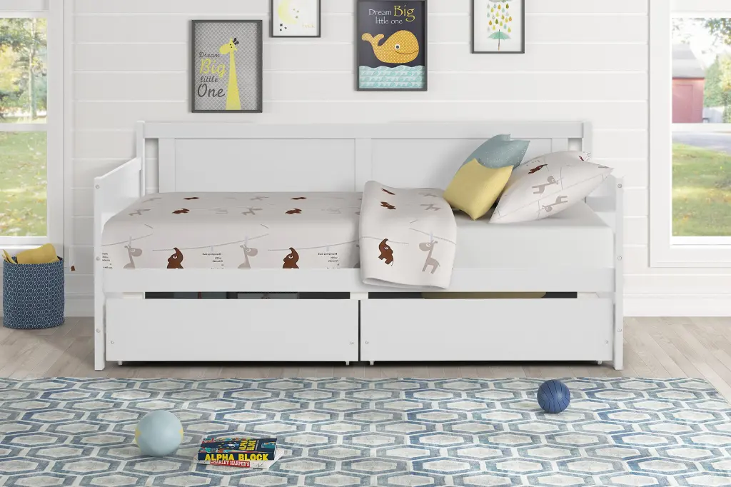 Twin Size Daybed 2 Storage Drawers and Sofa Function inspirit