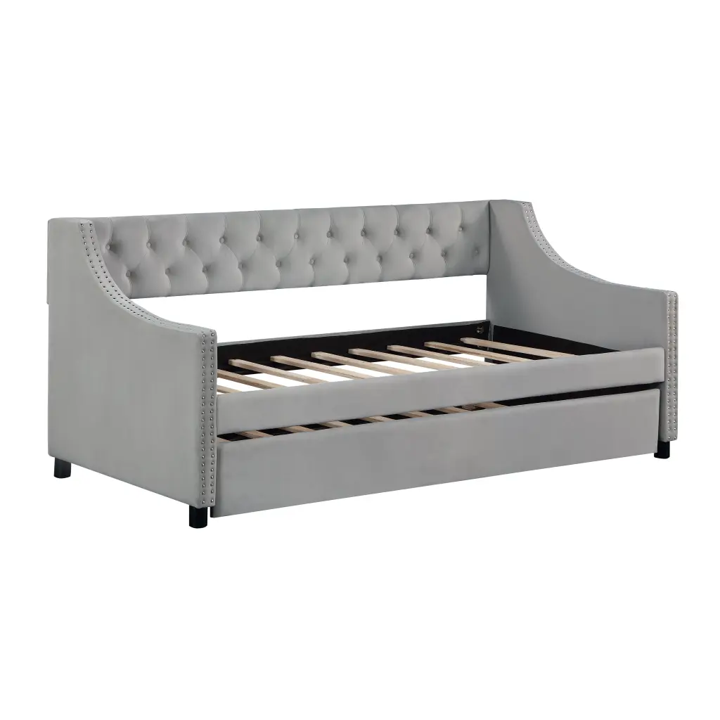 Daybed Trundle Upholstered Tufted Sofa Bed Button And Copper justone interior