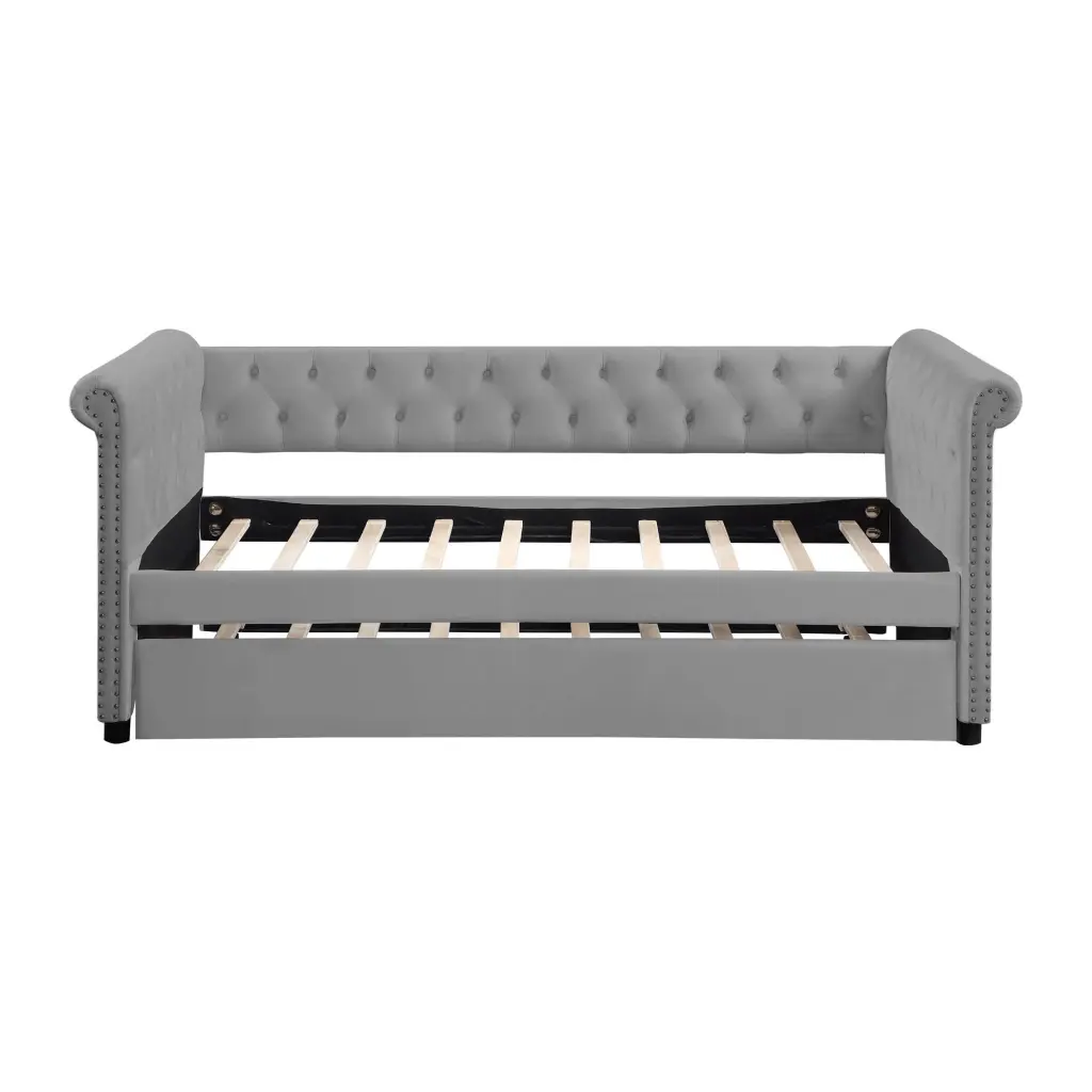 Daybed Trundle Upholstered Tufted Sofa Bed Beautiful Round Armrests justone interior