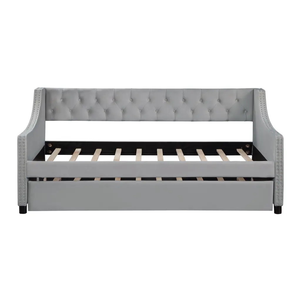 Twin Dimensions Upholstered Daybed Trundle Sturdy Timber Bedframe justone interior