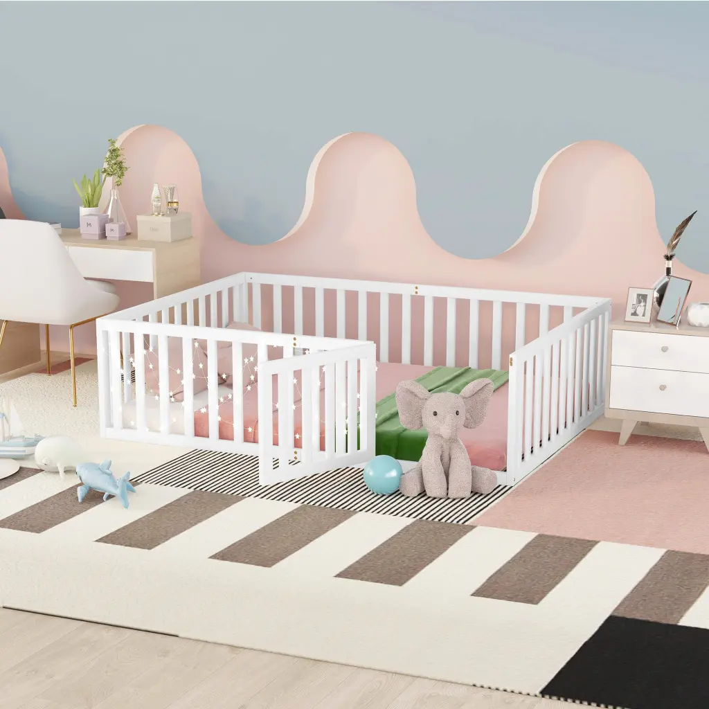 Full Wood Daybed Frame Fence White Old Sku WF289662AAK lucky furniture