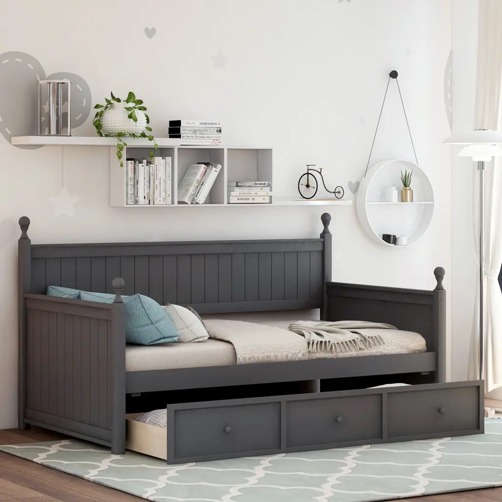 Wood Daybed Three Drawers Twin Size No Box Spring Needed lucky furniture