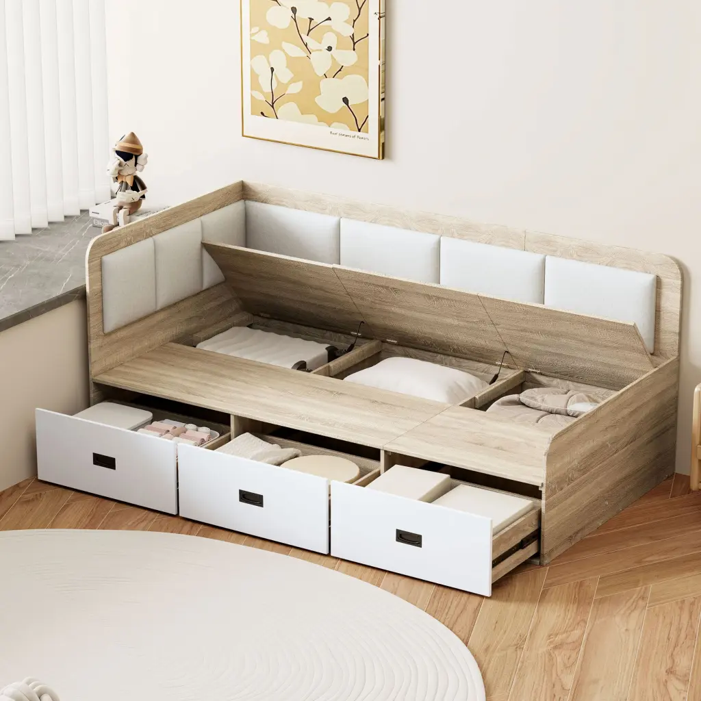 Twin Size Daybed Three Drawers and Three Storage Compartments lucky home