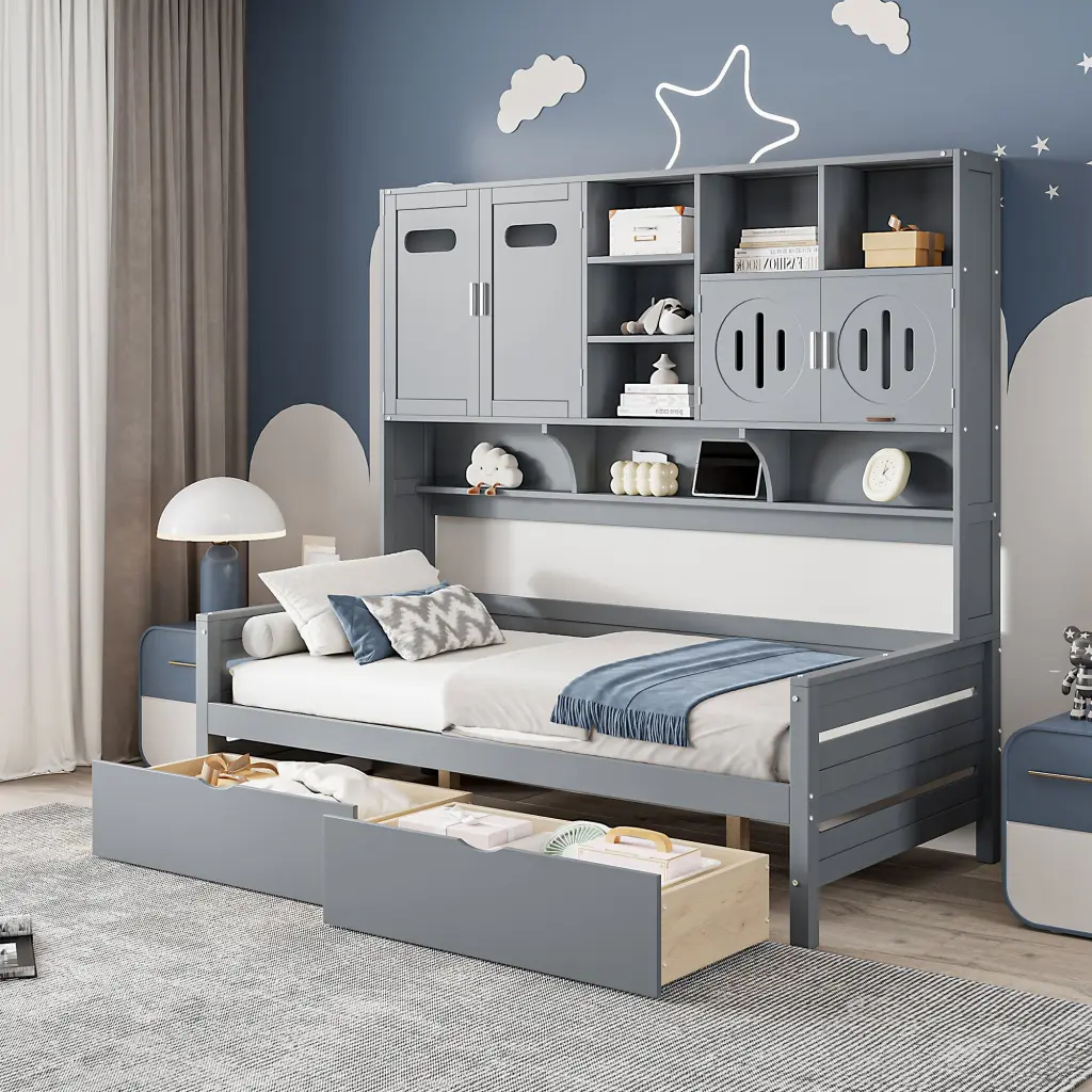 Twin Size Timber Daybed 2 Drawers and All One Cabinet lucky home