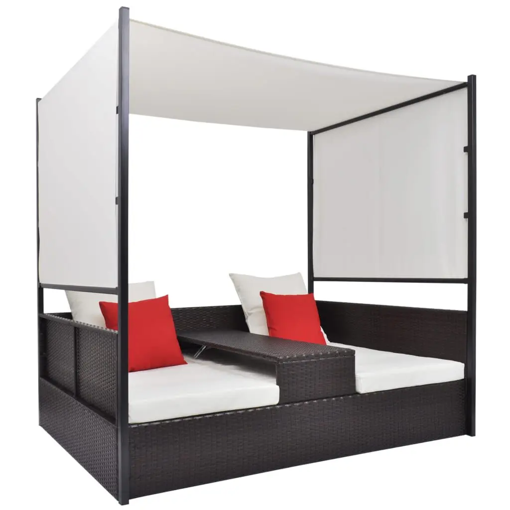 Patio Bed Canopy Brown 74.8x51.2 Inches Poly Rattan