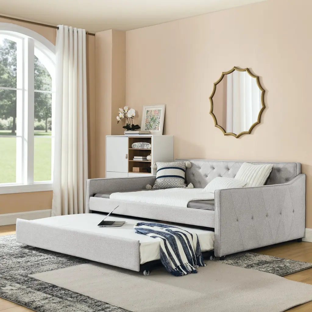 Full Size Daybed Twin Trundle Upholstered Tufted Sofa Bed royal star