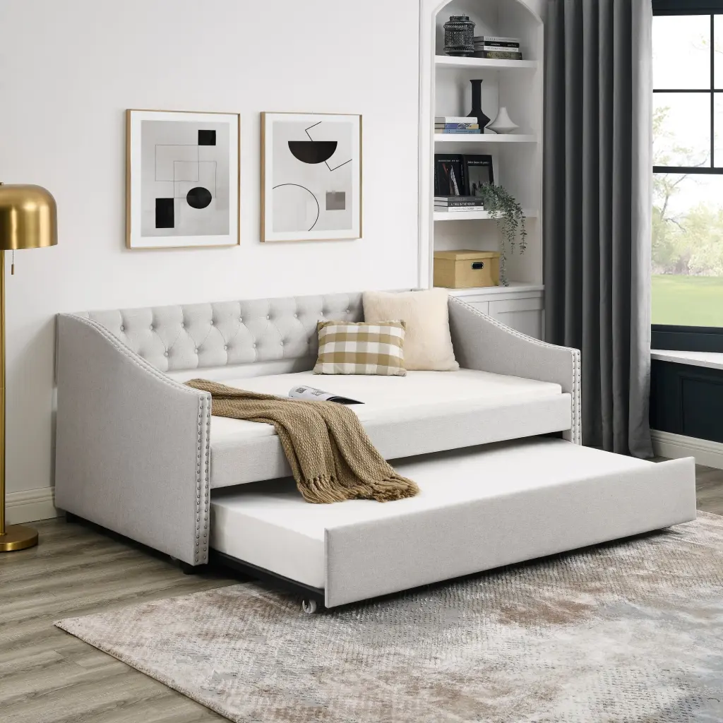 Twin Dimensions Daybed Trundle Upholstered Tufted Sofa Bed royal star