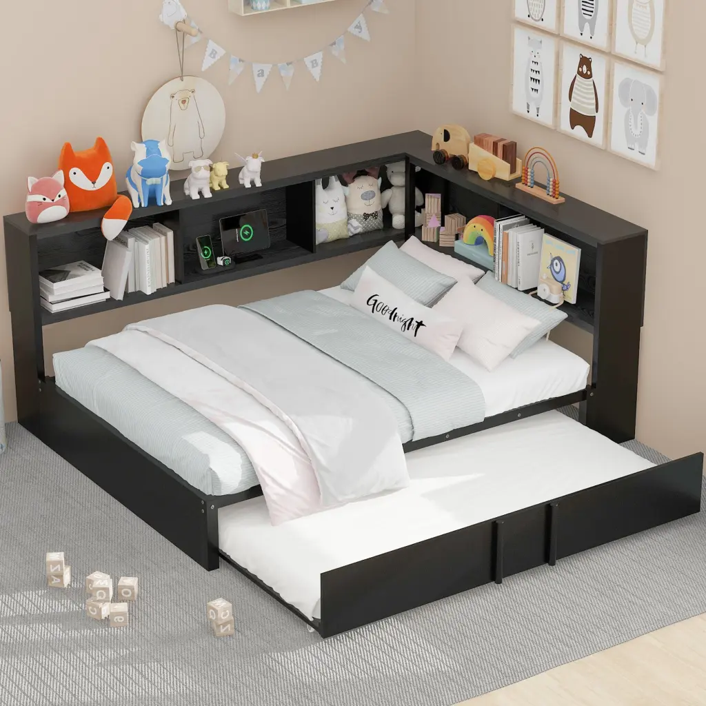 Metallic Full Dimensions Daybed Trundle Storage Cabinets And Usb Ports Modern Sofa Bed wm dreamland