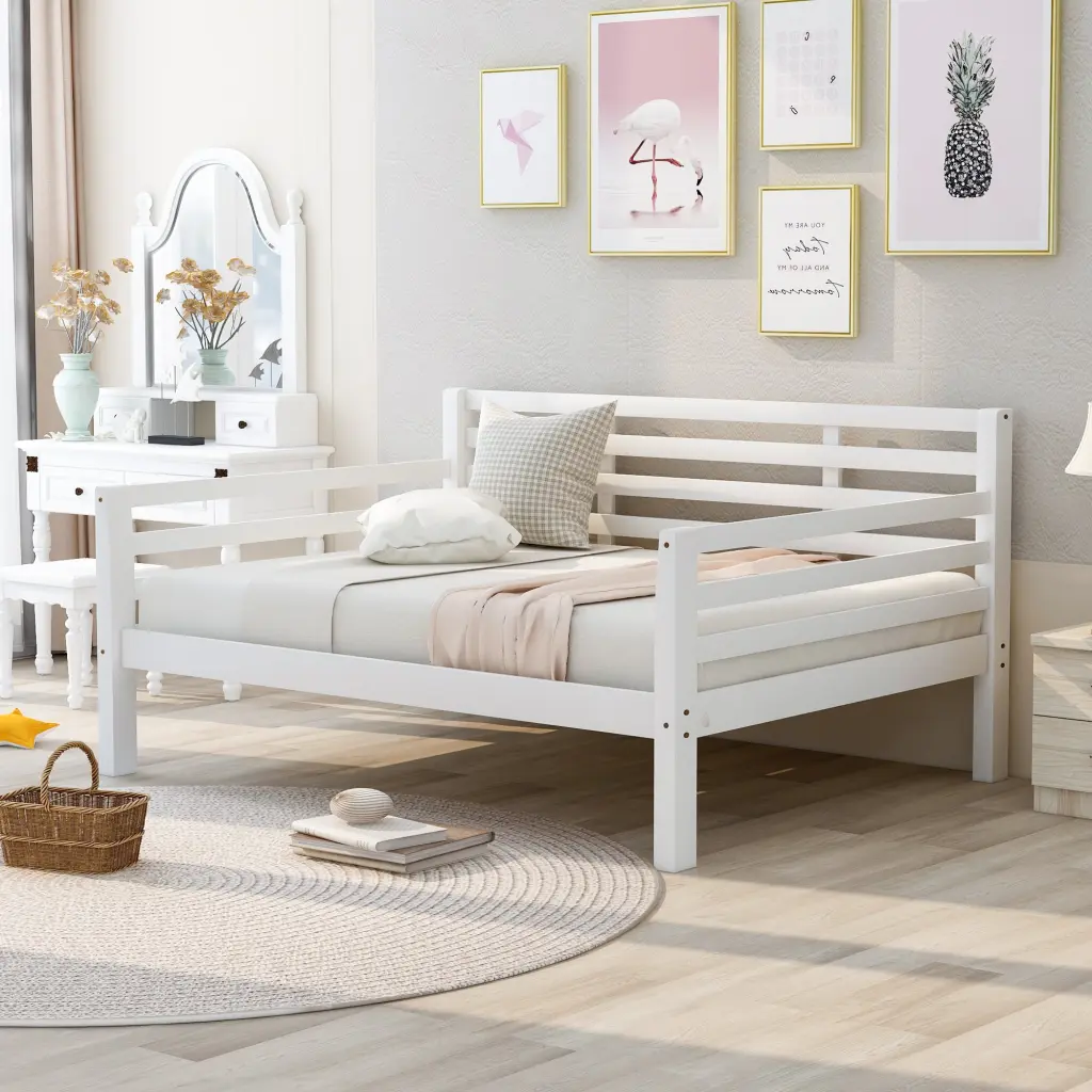 Wooden Full Size Daybed Clean Lines White Pine wm store