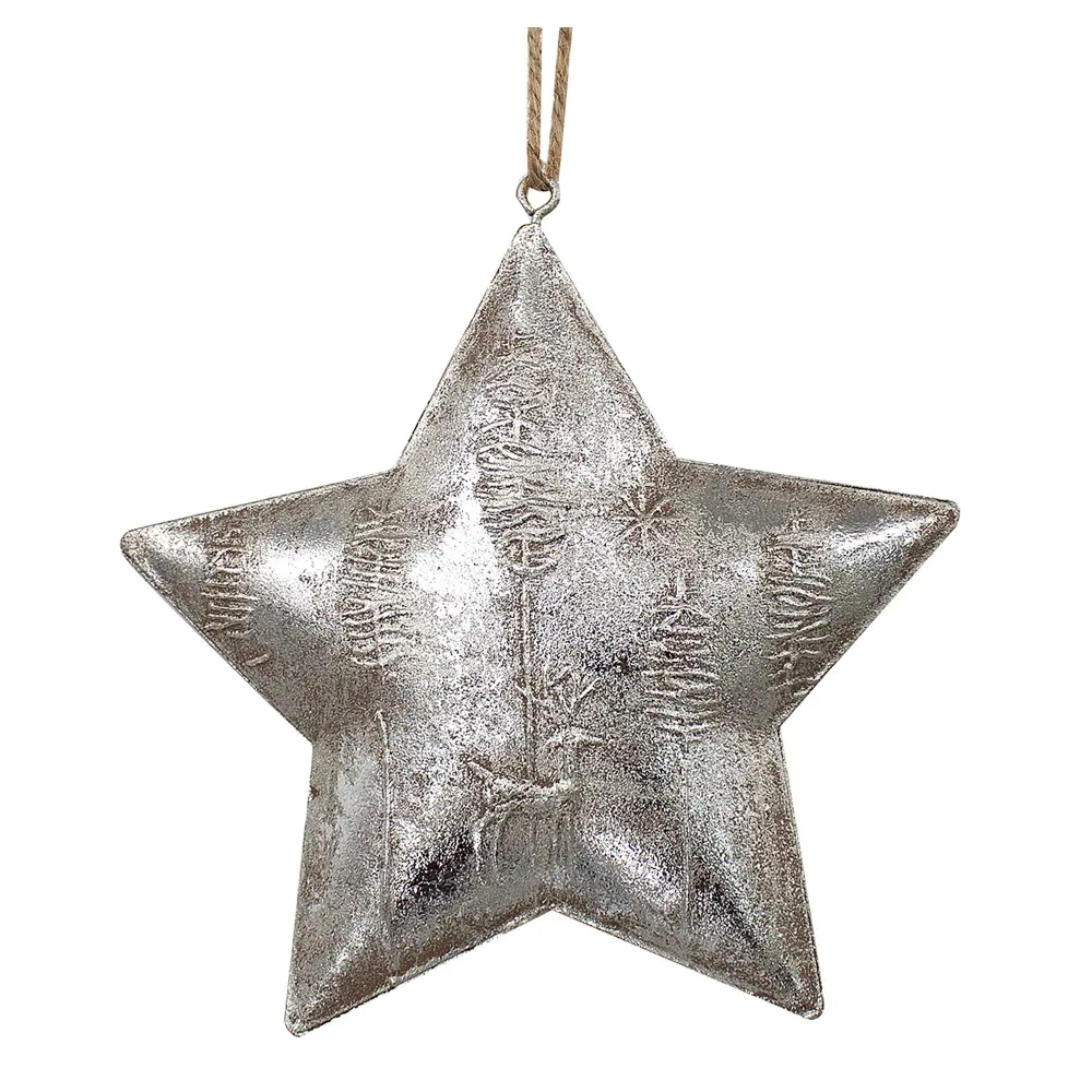 Silver All-metal Hanging Star Decoration, 5'' Shelf Styling