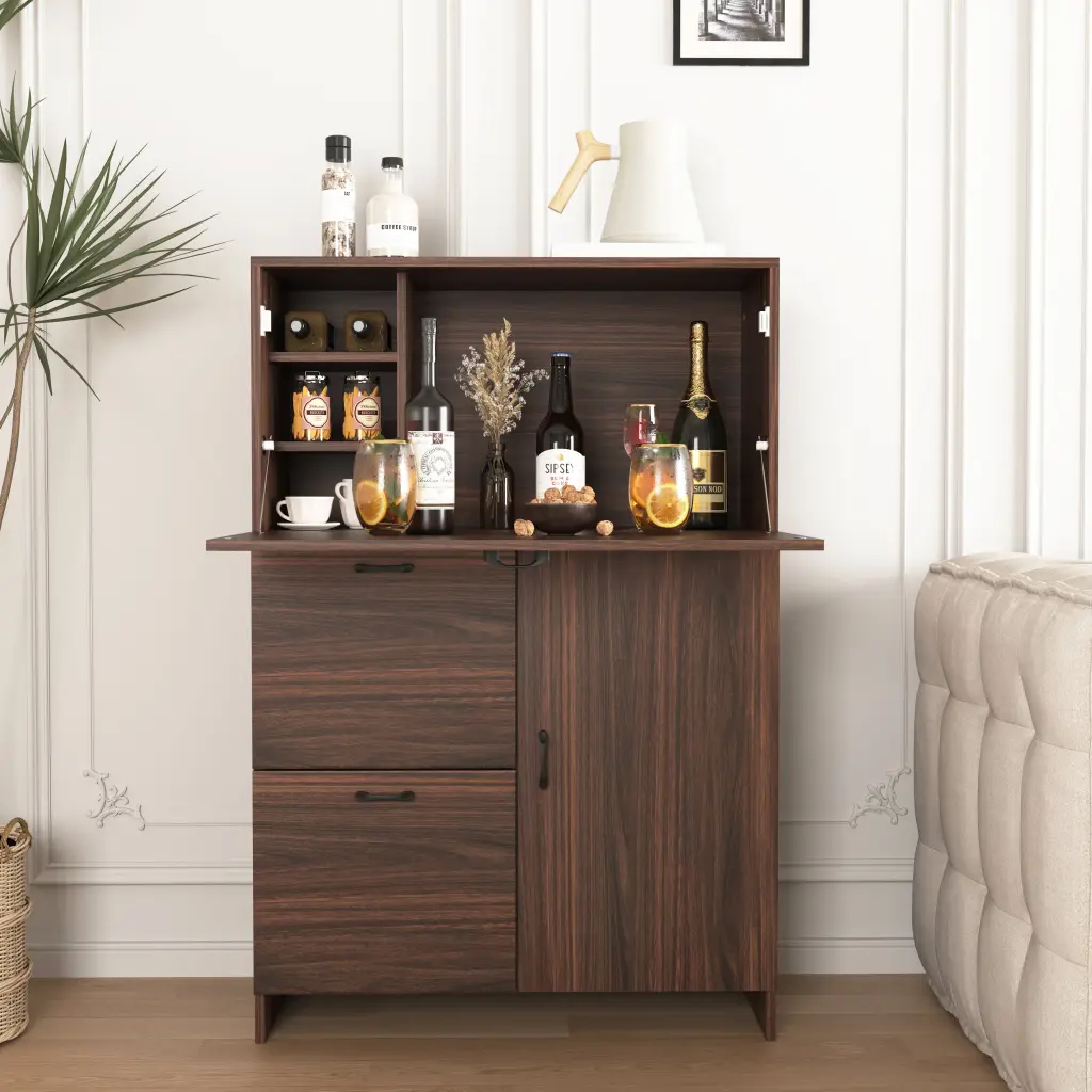 Desk Cabinet Storage Drawer Shelves Fold Up Desktop newmark