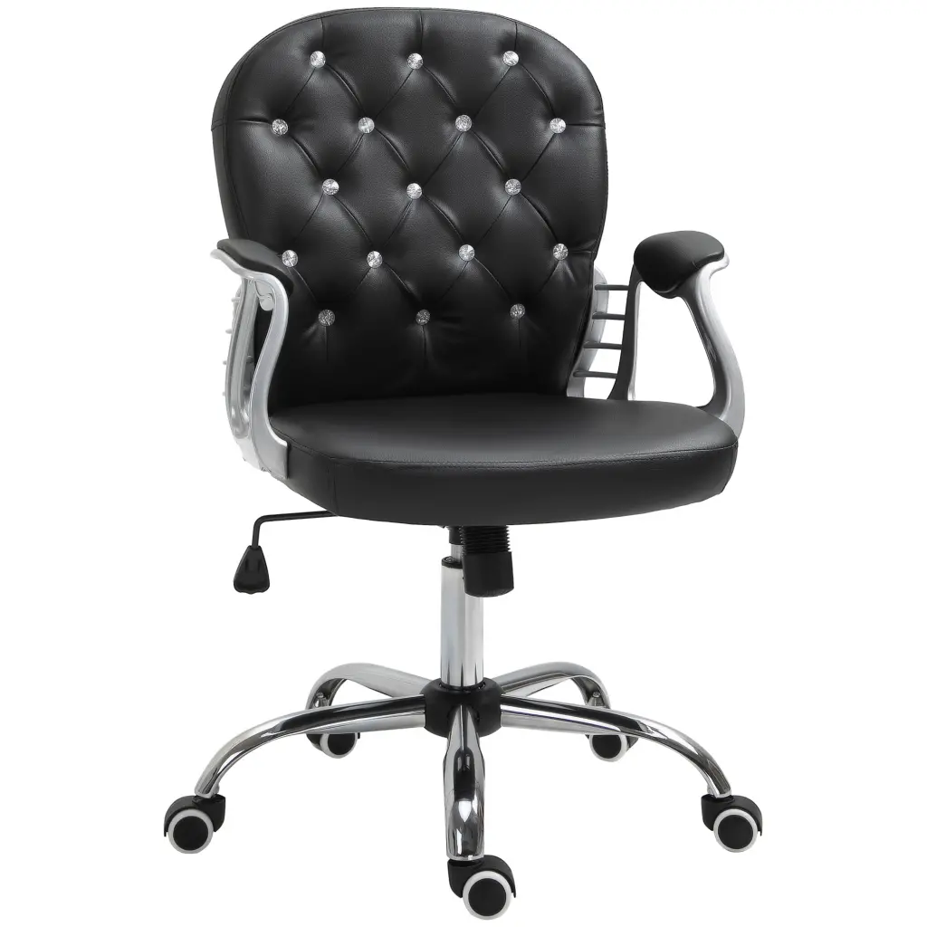 Vinsetto Pu Hide Home Stationery Chair, Button Tufted Desk Chair Pillow aosom business