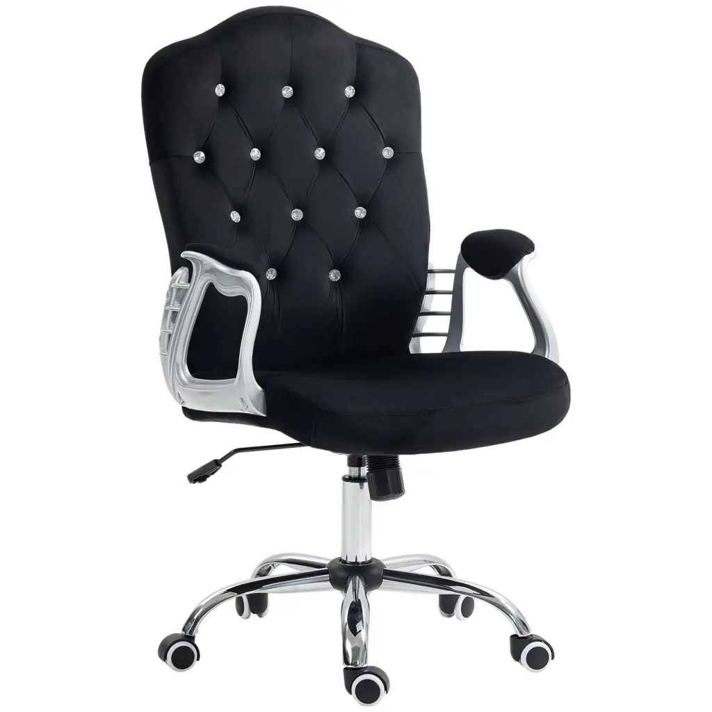 Vinsetto Home Office Chair Velvet Computer Chair Button Tufted Desk Chair aosom business