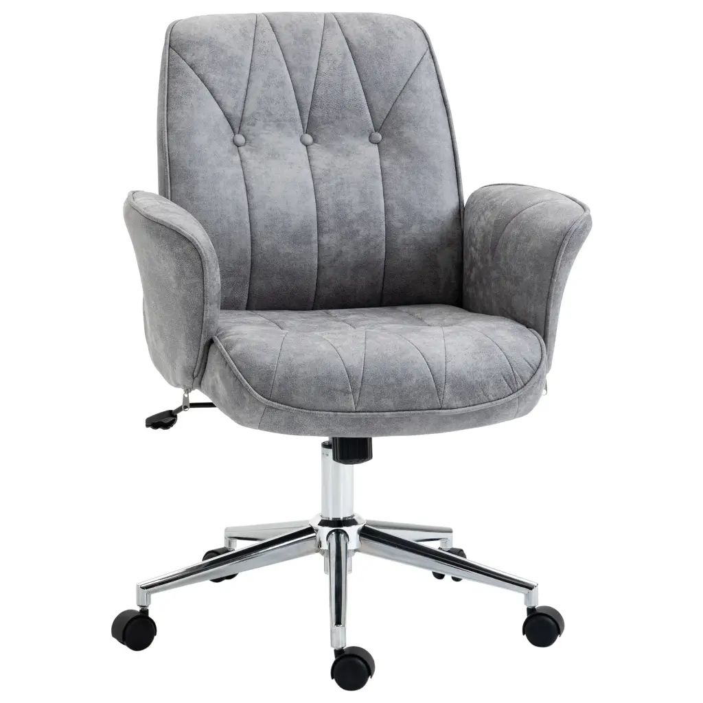 Vinsetto Microfiber Home Office Chair Height Customizable Button Tufted Design aosom business