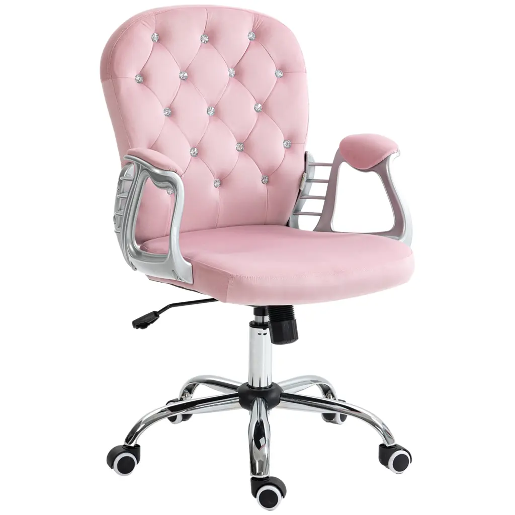 Vinsetto Velvet Office Chair Button Tufted Back and Padded Seat Home Workspace aosom business