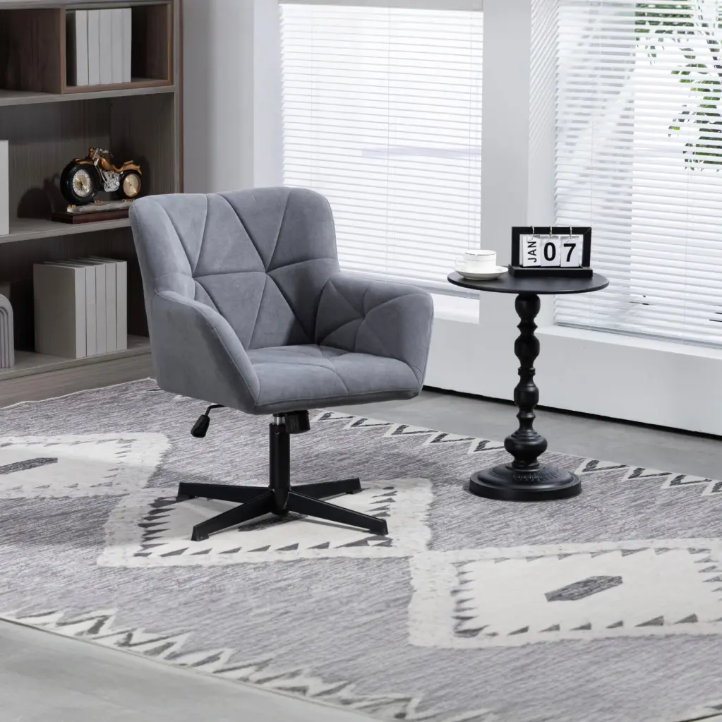 Modern Velvet Desk Chair Swirl Stationery Chair No Wheels Comfy Computer Chair jy -furnture