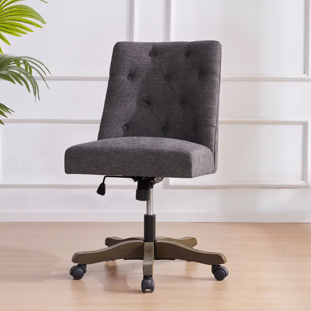 Upholstered Swivel Desk Chair Armless Chenille Fabric Home Office Chair rnb