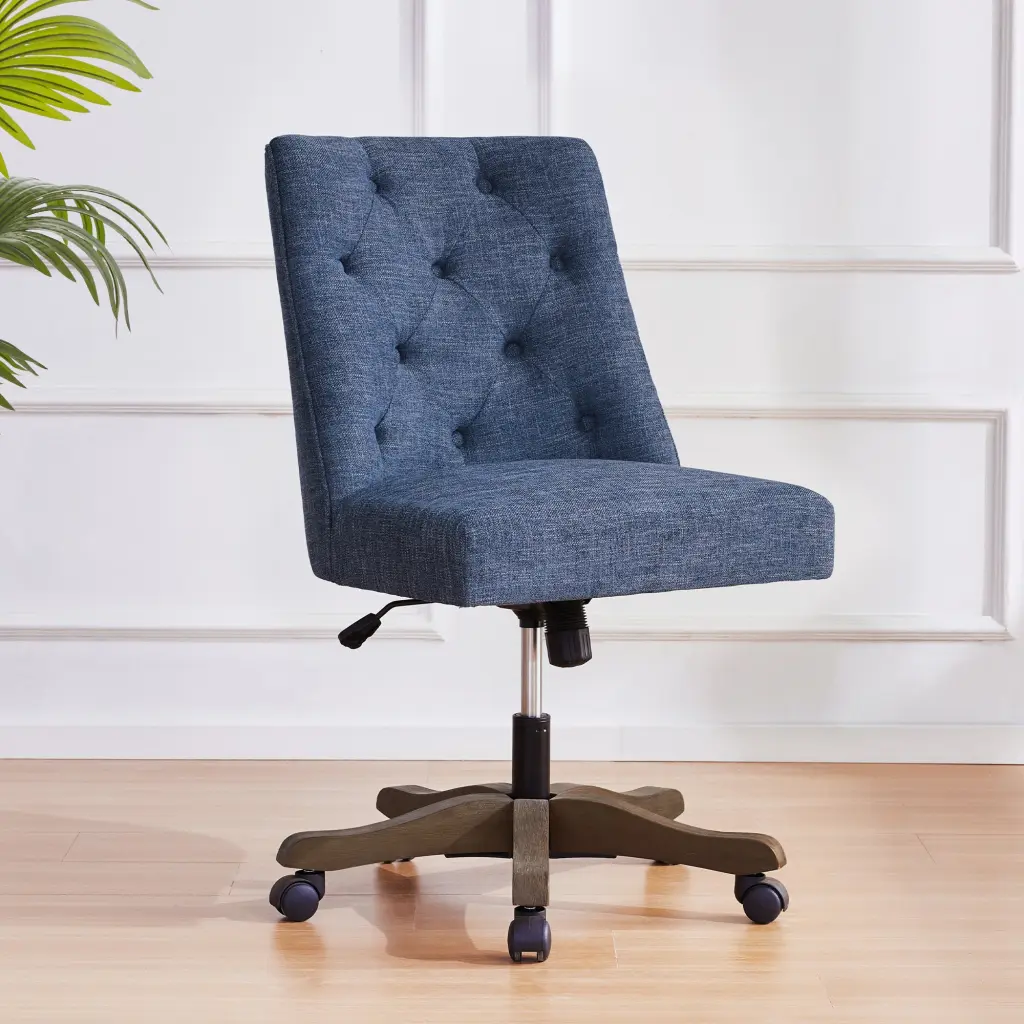 Upholstered Swivel Desk Chair Armless Home Stationery Chair Chenille Fabric rnb