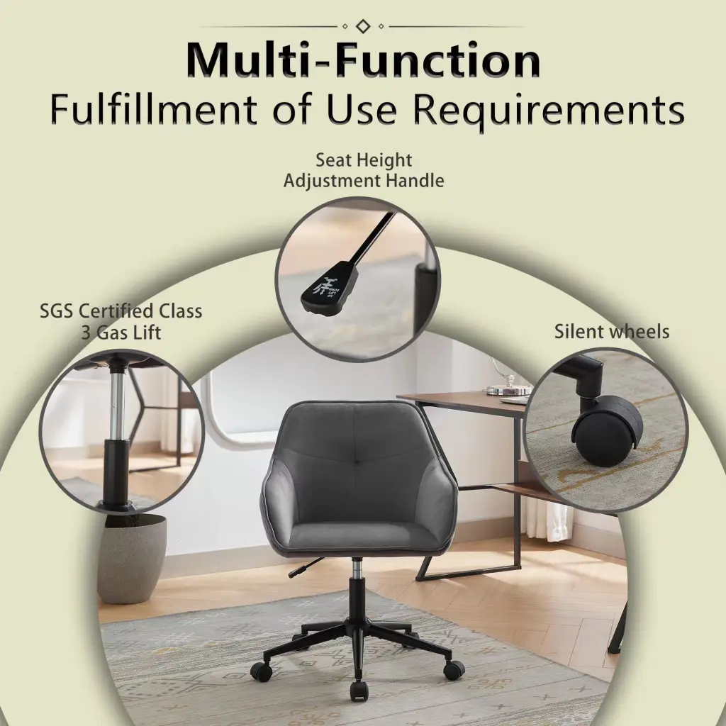 Velvet Office Desk Chair Modern Home Desk Chair Wheels Vanity Chair rnb