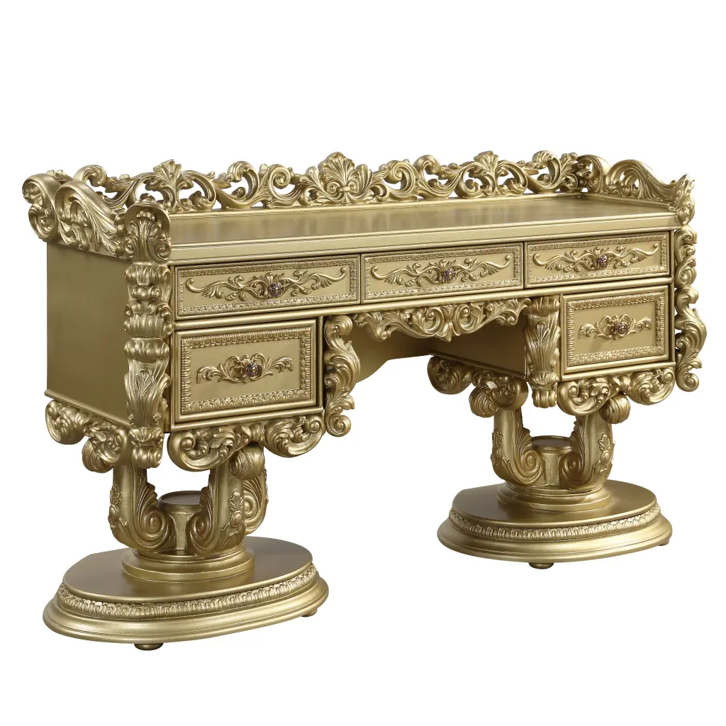 Bernadette Vanity Table Gold Finish MDF Modern Makeup Desk acme onsite store