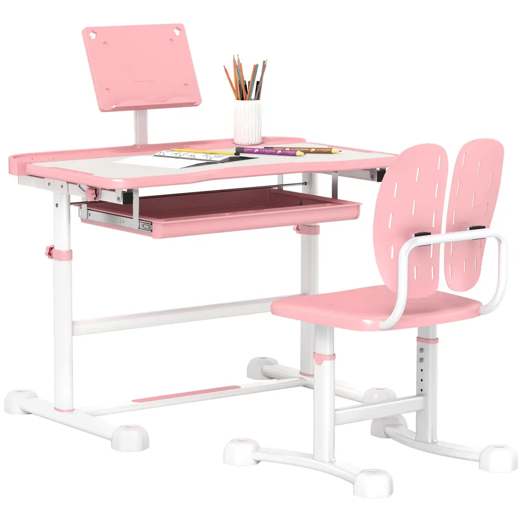 Qaba Kids Desk And Chair Set Height Adjustable Study Desk Children aosom business
