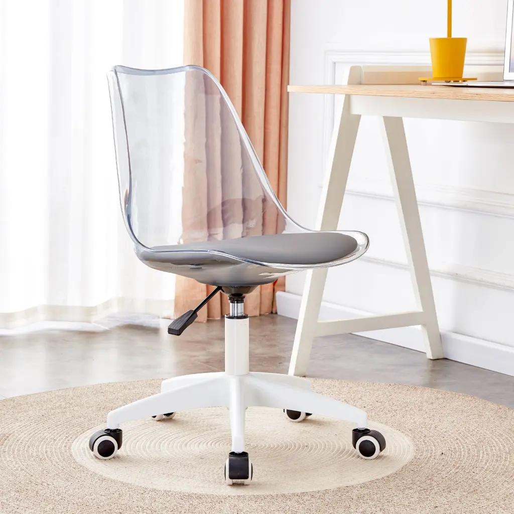 Smoke Gray Modern Office Desk & Chair - Customizable 360 Rotating droom w-1151