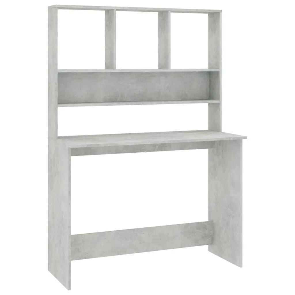 43.3 Inch Concrete Gray Desk Shelves and Engineered Wood