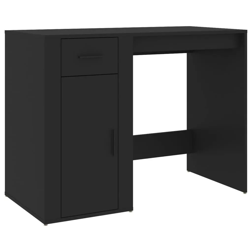 Black Engineered Wood Desk 39.4x19.3x29.5 Inches