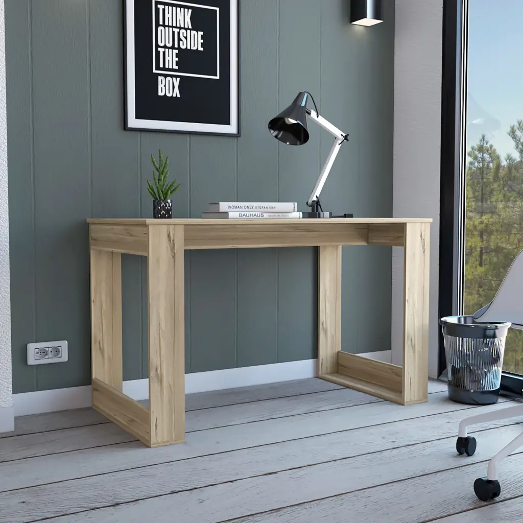 Writing Desk Large Workstation and Robust Legs Light Oak Beige depot e-shop