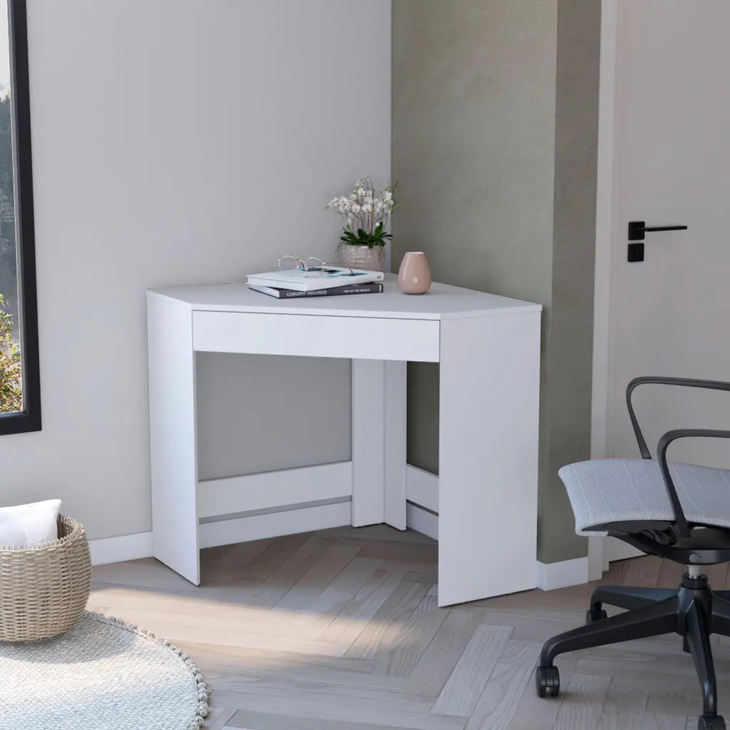 Menno Corner Desk Spacious Drawer And Modern Design Black fm furniture