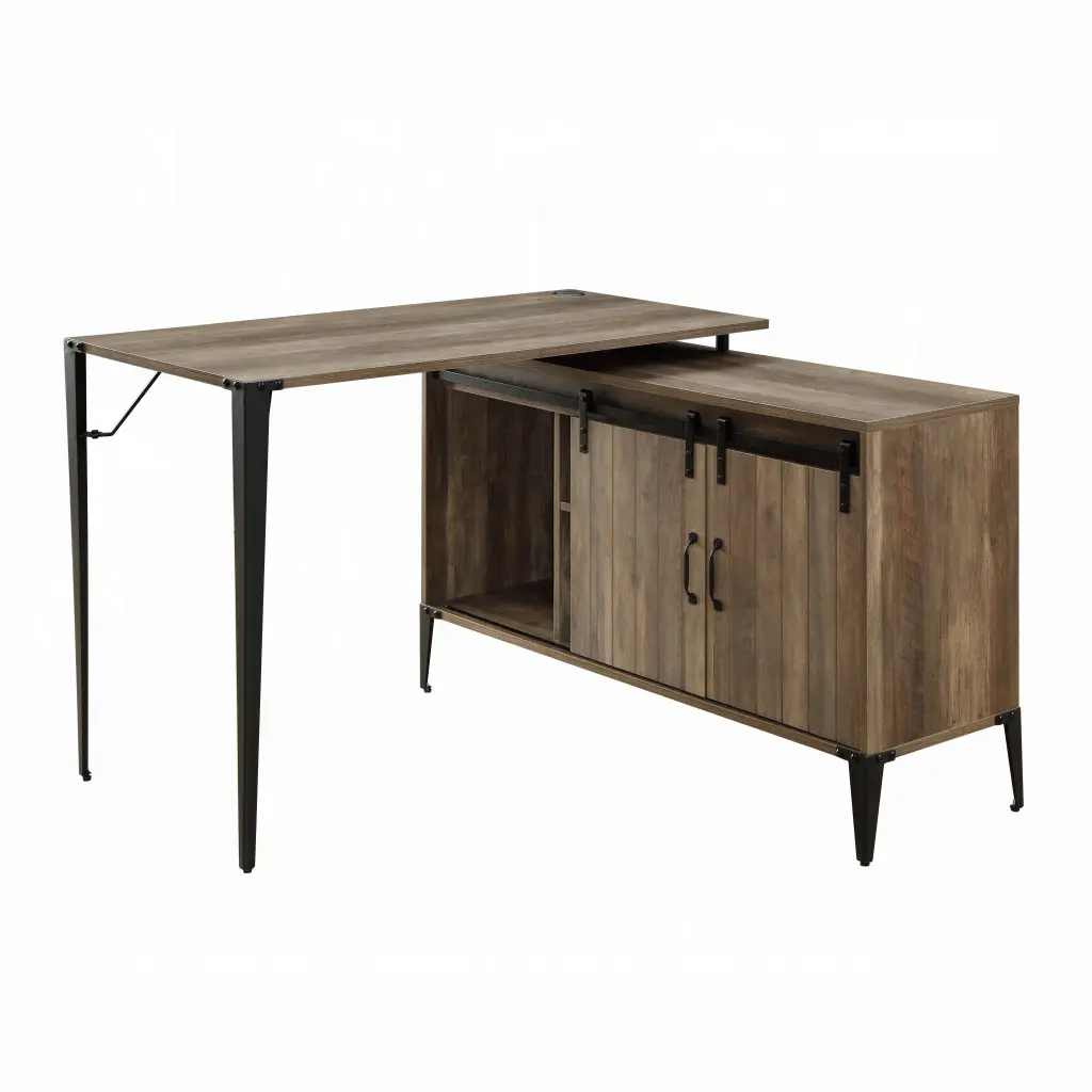 Rustic Oak Writing Desk Sliding Barn Door Built Outlets furniture max