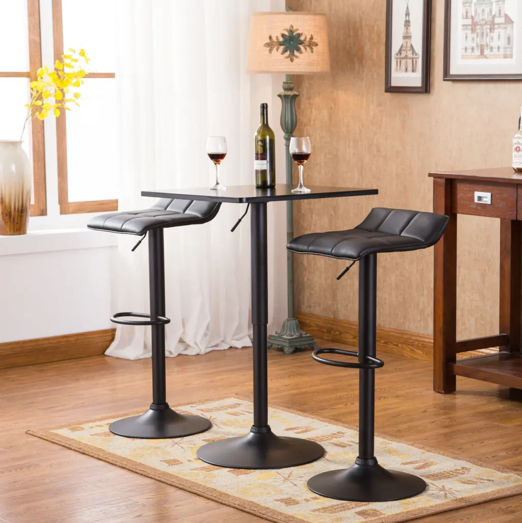 Belham Black Square Top Adjustable Height Table Black Metal Legs hz