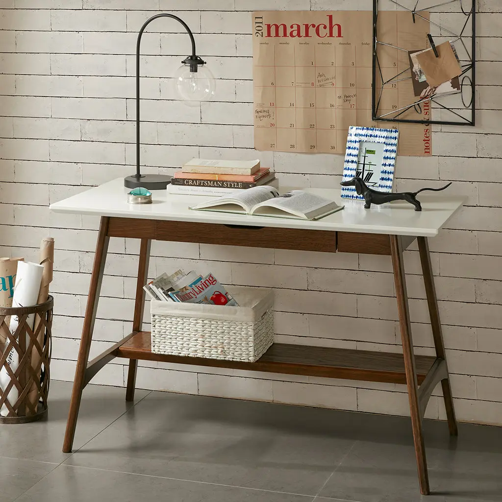 Parker Desk Off White Pecan Wood Finish jla