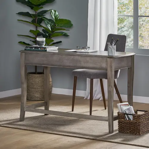 Lift Top Desk Grey MDF Compact Home Office Desk Storage nh-an-can