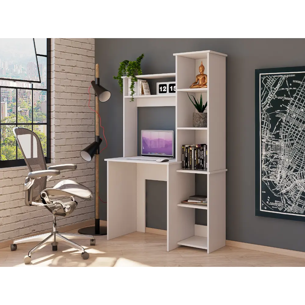 Aramis Desk Five Shelves Two High Quality Shelves White Particle Board rta mubles colombia