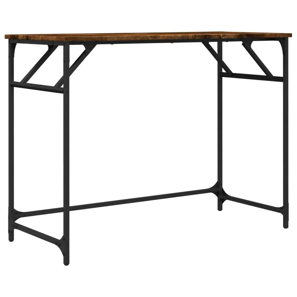 Smoked Oak Desk 39.4x17.7x29.9 Inches Engineered Wood and Powder-coated Steel